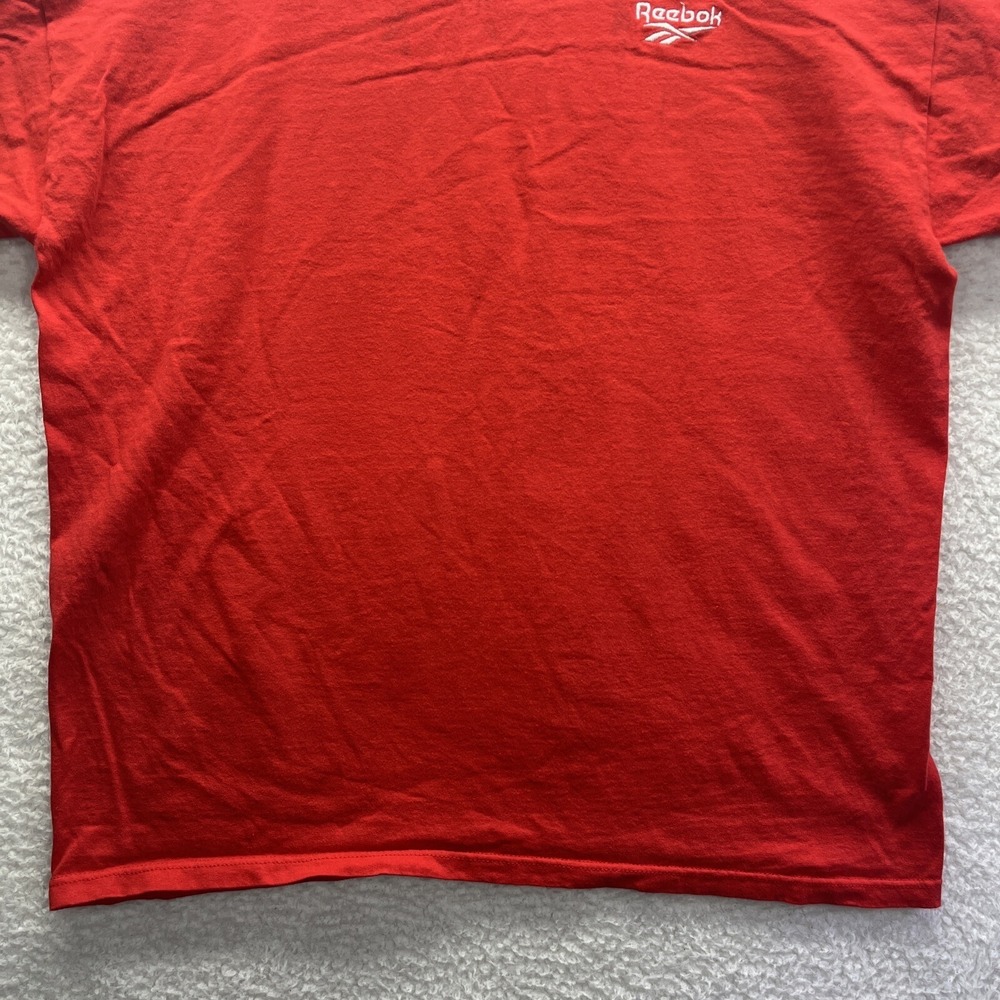 Reebok Shirt Mens XL Red Plain Tee Workout Gym Sports Activewear Chore Hot Fire - Picture 2 of 15